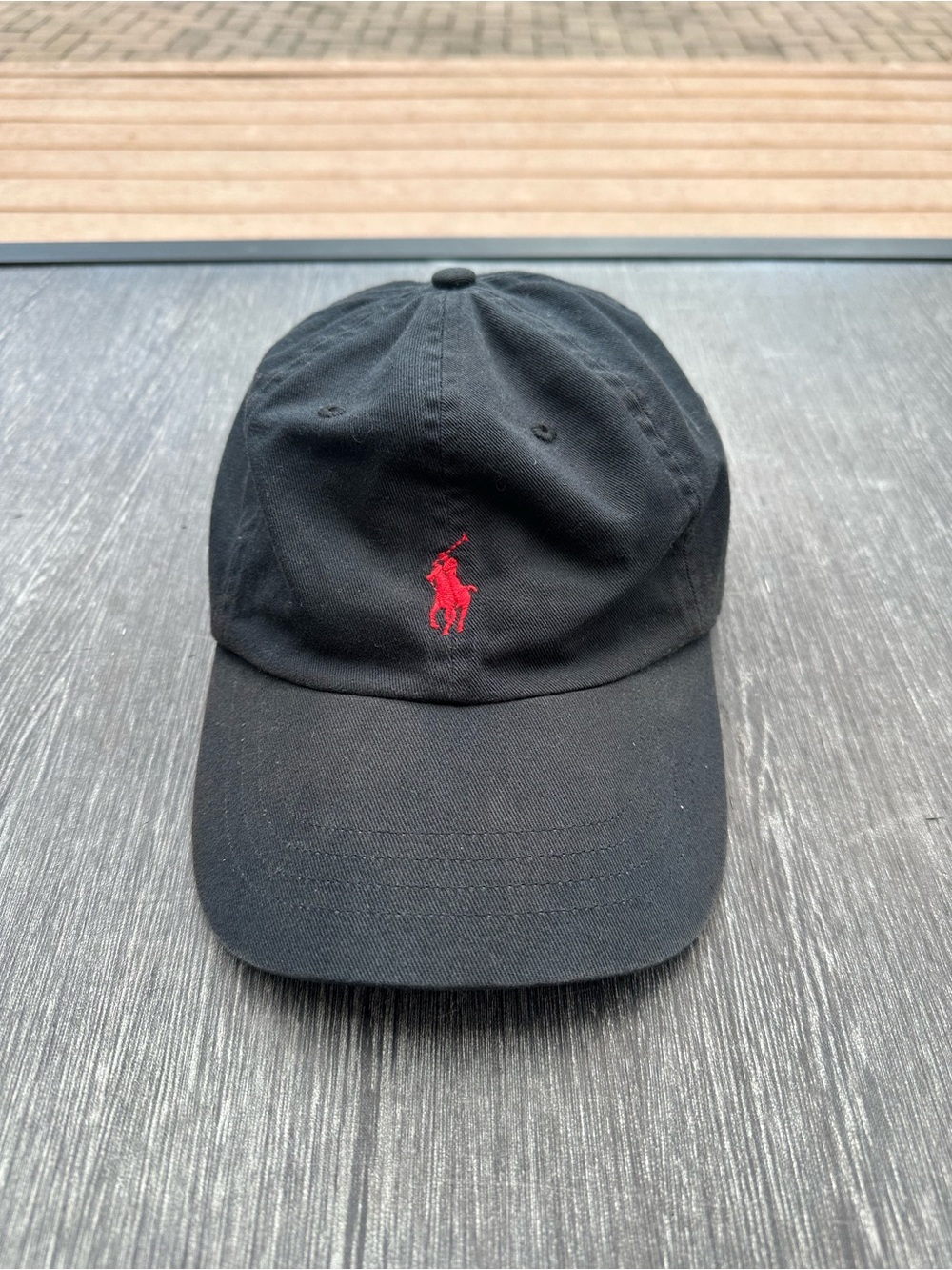 Polo Ralph Lauren Black Hat Red Pony Logo Adjustable Strapback Baseball Dad Cap